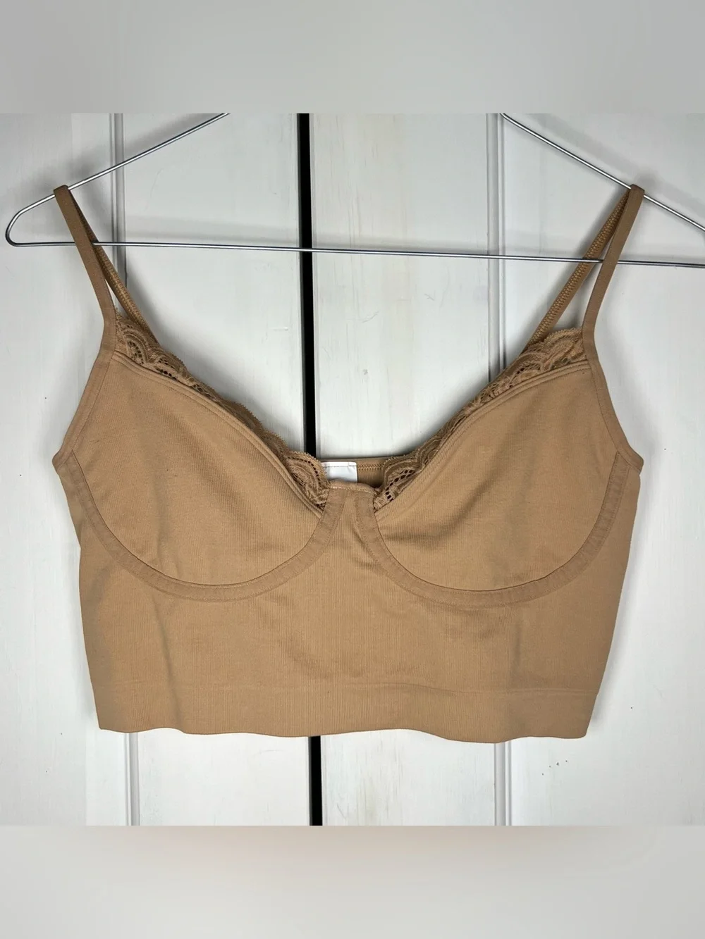 AERIE SUPERCHILL SEAMLESS CORSET BRA TOP TAN NO SIGNS OF WEAR SIZE M